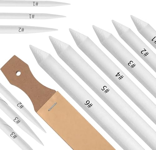 Jeimier 20 piezas de tocón de mezcla para dibujar, tocones de mezcla de papel para sombrear, varillas de mezcla de tortillones para dibujar, licuadora de arte para estudiantes, artistas, bocetos,