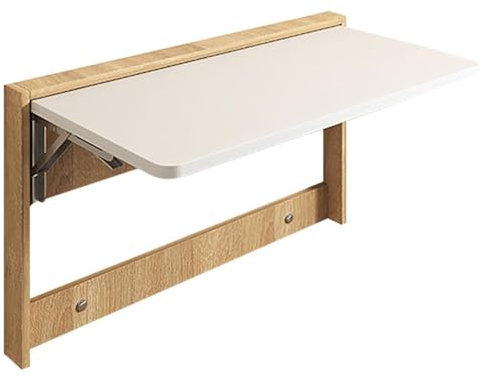 Wandklapptisch Küche, Schmaler Esstisch, Klappwerkbank, Laptoptisch, Platzsparend und voll Funktionsfähig, ideal für Heimbüros, Arbeitszimmer und Waschküchen ( Color : White+wood color , Size : 32.6x1