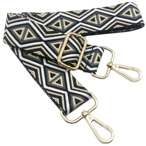 Verstellbarer Schultergurt für Taschen Mehrfarbig, Taschengurte zum Wechseln, Taschengurt Breit mit Karabiner Gold, 80-130 cm Tragegurt Tasche für Damen Schulterriemen, Handtasche, 3.8cm，012