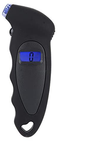 Digital Tire Pressure Gauge Air PSI Tester Meter 4 Settings Portable Blue LCD Nozzle ABS Engineering Plastic (Black)