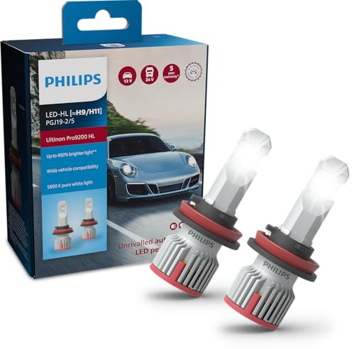 Philips Ultinon Pro9200 LED ampoule de phare automobile (H9/H11), +400%, 5.800K, set de 2