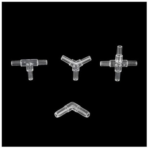 XIOKLM 10 Stück Schlauchverbinder aus transparentem Acryl, T-/Kreuz-/Ellenbogen-/Y-förmige Luftschlauchverbinder, Aquarium-Rohrzubehör (Transparent-03)