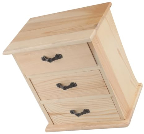 COOPHYA Miniatur Holzschrank Mit Drei Schubladen Eleganter Schreibtisch-organizer Für Schmuck Und Büroutensilien Für Puppenhaus-dekoration Und Stilvolle Ablage Im Wohnraum