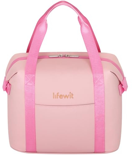 Lifewit bolsa Termica Porta Alimentos para Mujer, Bolso Comida Trabajo Impermeable Suave para Lonchera, Pequeña Bolsas Isotermica para Work, Playa, Viaje, Picnic, Rosa, 9L