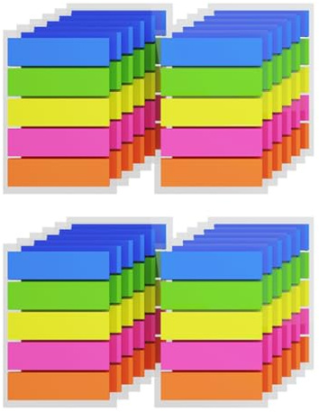 KIFZM Lot de 3000 marqueurs d'index, 24 lots de 5 couleurs, drapeaux adhésifs réutilisables, onglets d'index simples, notes autocollantes, marqueurs de page pour mettre en évidence les informations
