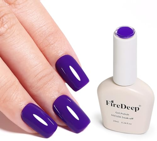 Firedeep 10ml Deep Purple Gel Nail Polish Hema Free Soak Off Long Lasting Salon Gift for Women 1Pcs