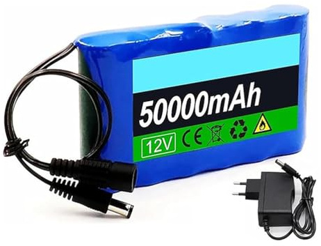 JHKJ Batería de Iones de Litio de 12 V y 50 000 mAh, Recargable, 3S2P, con Cargador de 12,6 V CC y BMS para Diversos Dispositivos electrónicos reemplazables.