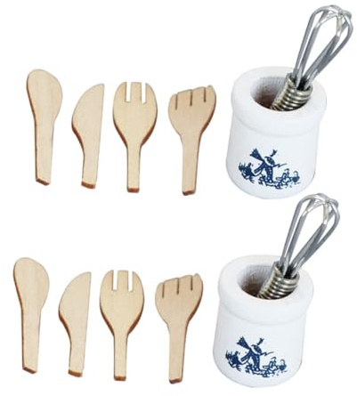 BESPORTBLE 2 Ensembles Kit Ustensiles Cuisine Miniatures Réalistes avec Seau pour Maison de Poupée Décoration et Jeu Imitation Garçon Fille