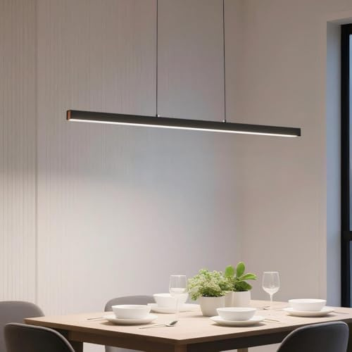 FIVMEN Hängelampe Pendelleuchte Esstisch 36W Esszimmerlampe Hängend Höhenverstellbar Moderne LED Hängeleuchte Schwarz Esstischlampe Dimmbar für Esszimmer Wohnzimmer Küche, 100cm