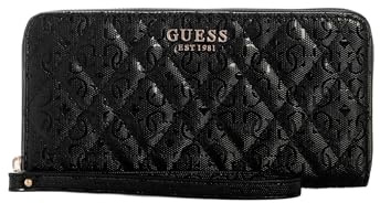 GUESS ISEMAY GG9628146-BLA LARGE ZIP AROUND Damen-Geldbörse, Schwarz
