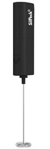 Silreck® Handheld Milk Frother – Electric Foam Maker with Stainless Steel Whisk, Battery Operated Coffee Mixer Wand for Lattes, Cappuccino, Matcha, Hot Chocolate & More(Black)