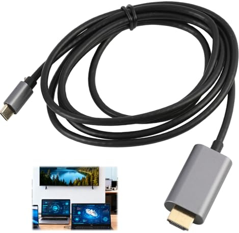 Câble USB C vers HDMI, Adaptateur USB C HDMI 4K 1.8M, Adaptateur Vidéo USB C Compatible avec Thunderbolt 3/4/5, iPhone 17/16/15 Pro Max, iPad Pro/Air, Galaxy S25/S24/S23, Huawei, Dell XPS, TV