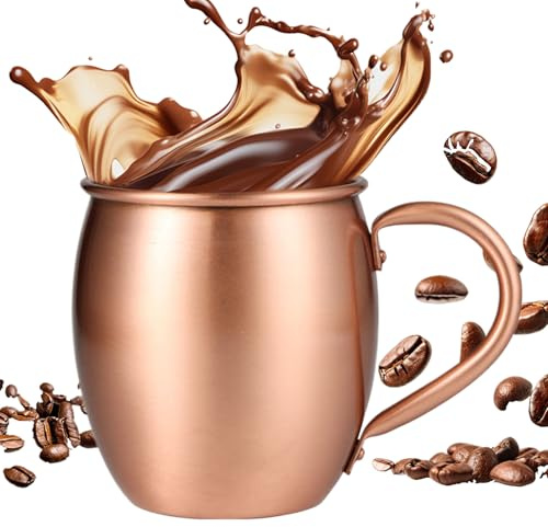 YRTUOP Vasos De Cobre | 530ml Vasos Para Bebidas Elaborados a Mano Con Acabado Martillado | Tazas Mule De Cobre,Para Fiestas de Navidad Bar en Casa Beber Agua Té Cerveza y Cóctel