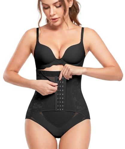 DiULi Culotte Gainante Femme Ventre Plat, Taille Haute Élasticité Legging Gainant avec Crochets Réglables 3 Niveaux, Body Shaper en Mesh Respirant pour Post-Partum, Sport et Quotidien