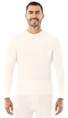 Indera Men's Traditional Waffle Thermal Underwear Long Sleeve Shirt, Natural, Medium