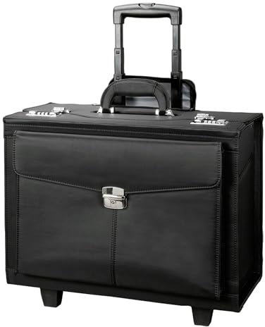 ALASSIO Trolley Pilotenkoffer Rocca II, Businesskoffer aus Mikrofaser, Handgepäck Aktentrolley mit 2 Rollen Koffer, 46 cm, 90 Liter, Schwarz