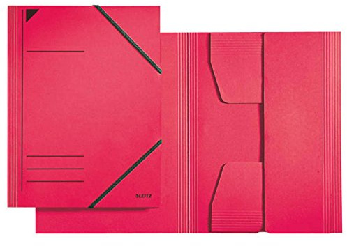 Leitz 3981 Eckspannermappe mit 3 vollflächig verklebten Klappen, A4, Füllhöhe 350 Blatt, Colorspankarton, vier Farben zur Auswahl (10, rot)