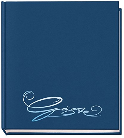 VELOFLEX - Gästebuch Classic mit Prägung, 144 Seiten, Blau | Weißes Blankopapier, 205 x 240 mm, Farbprägung, klassisches Design, für besondere Anlässe