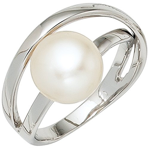 Jobo Damen Ring 925 Sterling Silber rhodiniert 1 Süßwasser Perle Perlenring Größe 62