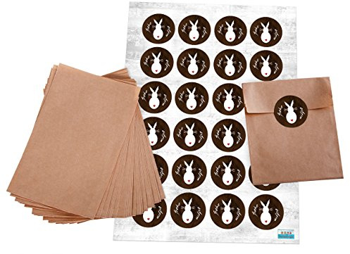 Logbuch-Verlag 24 Ostertüten Geschenktüten Frohe Ostern Osterhase Kinder zum Befüllen Schmuckbeutel 10,5 x 15 cm kleine Tüte