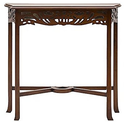 Way Home Store | Consola Elisa de madera maciza de caoba con acabado en color nogal - Diseño clásico y elegante para entrada, salón o dormitorio - Dimensiones 80x27x75 cm
