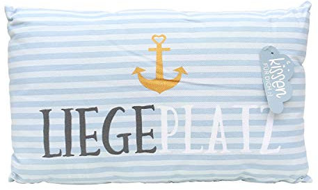 Dekohelden24 Meer Kissen mit Bezug aus 100% Baumwolle, L/B/H: 40 x 13 x 23 cm. Motiv: Liegeplatz.