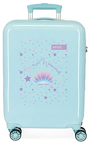 Enso Be a Mermaid Green Cabin Suitcase 38 x 55 x 20 cm Rigid ABS Combination Lock 34 Litre 2.6 kg 4 Double Wheels Hand Luggage