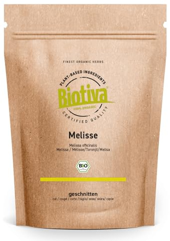 Biotiva Té de melisa 100g orgánico - Melissa officinalis - Hojas de melisa secas - Té de hierbas - vegano - sin aditivos - embotellado y certificado en Alemania (DE-eco-005)