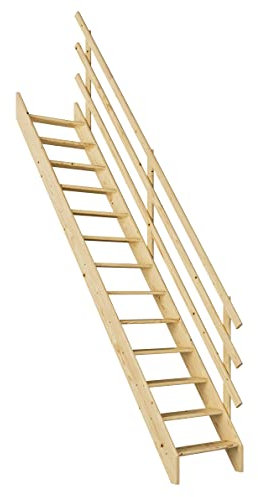 DOLLE Raumspartreppe Burgau Höhe bis 289 cm volle Stufen 57 cm Fichte (roh) inkl. einseitigem Geländer