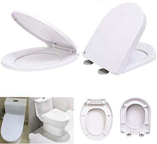 Klodeckel, WC Sitz mit absenkautomatik,D-Form weiß Toilettendeckel,oben und unten einfach befestingung, Antibakteriell Toilettensitz mit verstellbaren Scharnieren