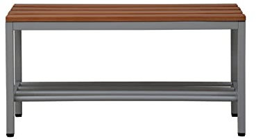 Schrank & Stuhl Sitzbank | Garderobenbank mit Schuhrost, freistehend, 100 cm breit, Grau/Buche