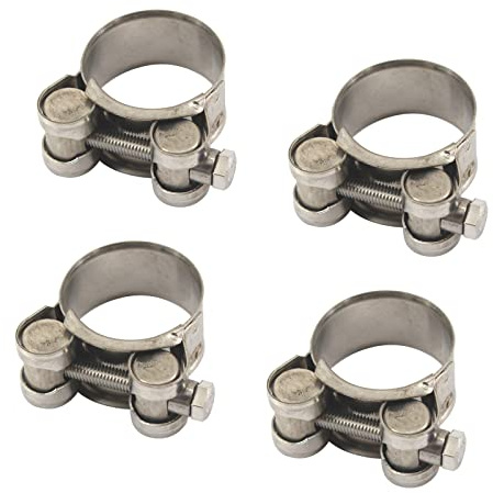 (Pack of 4) Size 48-51mm T-Bolt Hose Clamp 304 Stainless Steel Tube Clamps Pipe Clamp Pack of 4