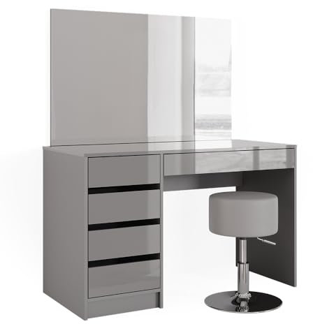 Vicco Schminktisch-Set Grau Sherry 120x75x55 cm - Schminktisch, 5 Schubladen für unterschiedliche Aufbewahrungsbedürfnisse