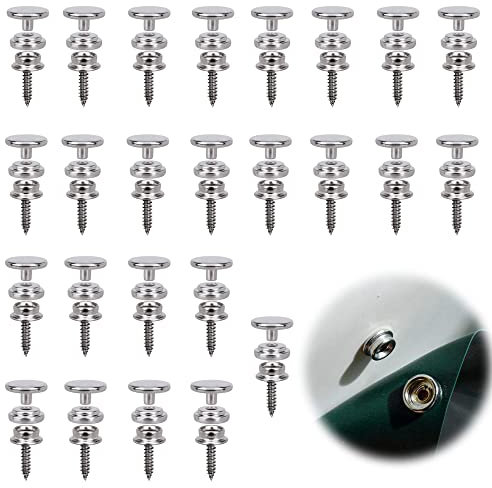 Druckknöpfe zum Schrauben 25 Stück,15mm Marine Canvas Snap Fastener Kit Druckknöpfe für Planen Druckknöpfe zum Anschrauben Edelstahl Druckknöpfe für Planen, Schiffe,Leder, Segeltuch, Autozelte