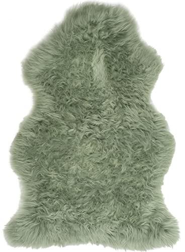 Lambland Single Size British Premium Quality Jade/Sage Green Sheepskin Rug – Luxurious, Genuine Sheepskin