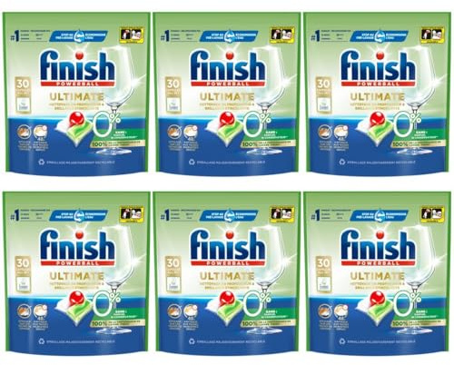 Finish Lot de 6 paquets de 30 capsules Lave-Vaisselle Ultimate 0%