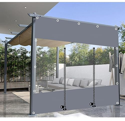 Außen Durchsichtige Plane Vorhange, 0,3mm Schwerlast wasserdichte Plane Mit Ösen, Pergola Pavillon Terrasse Carport Plane Seitenwände, Transparente Plane Abdeckung,LxH-3x2m/9.8 * 6.6ft