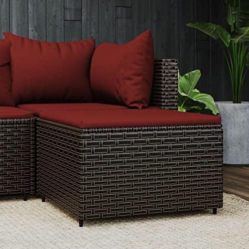 CIADAZ Gartenhocker mit Kissen, Gartenhocker, Balkon Hocker, Fusshocker Garten, Hocker Garten, Gartenmöbel Hocker, Fußhocker Für Sessel, Braun Poly Rattan