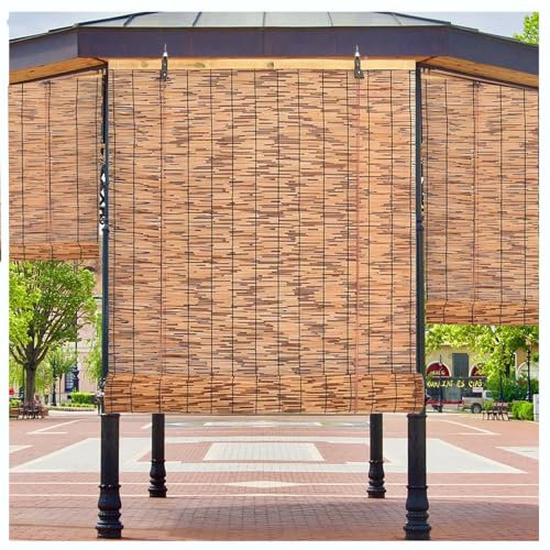 Bambusrollo Rollo Bambus Retro Schilf Vorhang, Bambus Raffrollo Sonnenschutz Sichtschutz Rollo,Verkohlung Seitenzugrollo Vorhang, für Türen Fenster Terrasse,Anpassbar,130x135cm/51.2x53.1in(WxH)