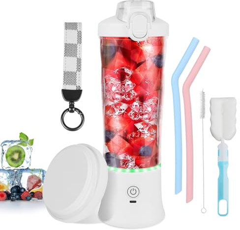 Kinberry Portable Blender Personal Juicer, Personal Blender with 6 Blades 21oz USB Rechargeable Mini Blender for Shakes Smoothies Juice Proteins, Mini Juicer for Office, Gym, Kitchen