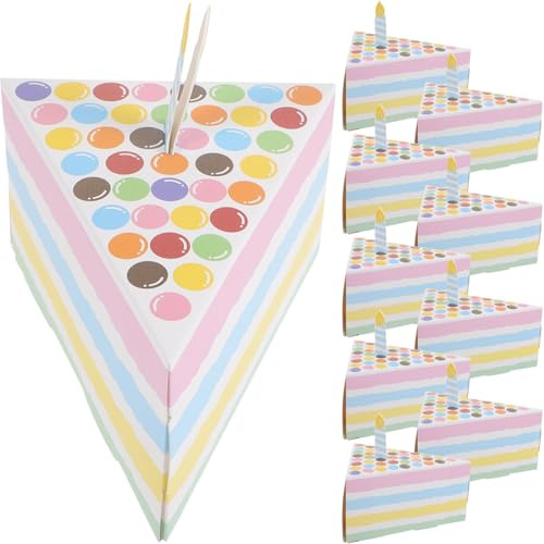 Lurrose 10pcs Triangle Cake Slice Boxes Individual Dessert Carry Boxes Paper Food Container for Home Baking, Party, Cake Shop