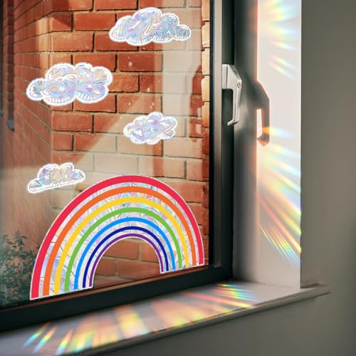 Rainbow Window Stickers Prism Window Sticker Suncatcher Sticker Bird Protection Rainbow Prism Window Decals Birds Anti Collision Sticker Sun Catcher for Window Film Glass Panels