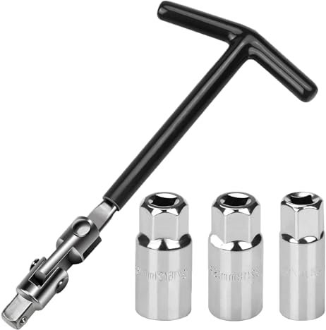 Basetousual 4-teilig Zündkerzenschlüssel,16mm/18mm/21mm Zündkerzenschlüssel Set,T-Griff-Zündkerzen-Steckschlüssel,Zündkerzen Nuss,Zündkerzenschlüssel zum Festziehen und Entfernen
