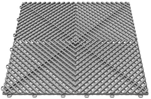 Lot de 25 dalles de sol de garage de 40 x 40 cm, tapis de sol antidérapant emboîtables en plastique, organisation de garage et rangement de garage, motif ventilé (gris)
