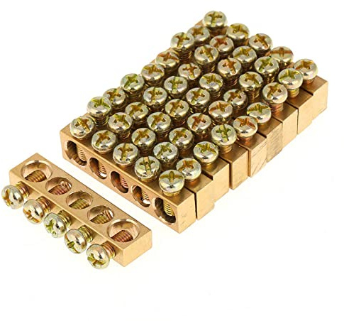 Barra Di Messa A Terra In Rame Set Da 10 Pezzi Con 5 Fori Viti M5 Alta Conduttività Elettrica Resistente Alla Corrosione Per Scatole Di Distribuzione Elettriche Final Selling Points
