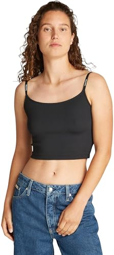 Calvin Klein Débardeur Femme Elastic Strappy Top avec Bretelles Emblématiques, Noir (CK Black), M