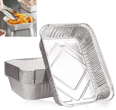 Alu Tropfschalen, 20 Veggie Aluschalen Grillschalen, Zubehör für Gasgrill, Kohlegrill & Elektrogrill als Fettauffangschale, Einwegschale aus Aluminium zum Grillen für Picknick, Grill, Ofen, 22 x 16 cm