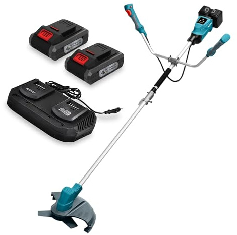 K&S Könner&Söhnen set Akku-Rasentrimmer KS BCT-40V, Nennspannung 40 (20+20) V, Messer 3 Zähne, Schnittdicke 2 mm,+ Ladegerät für Li-Ion Akku KS C35A-2+Li-Ion Akku 20V KS 20V4-2(2pcs),Akku Ladegerät 21