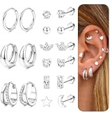 JeweBella 9 Paires Boucles d'Oreilles Femme Acier Chirurgical Piercing Cartilage Oreille Helix Conch Tragus Clou d'Oreille Boucle d'Oreille Petite Creoles Hypoallergénique Bijoux Femmes