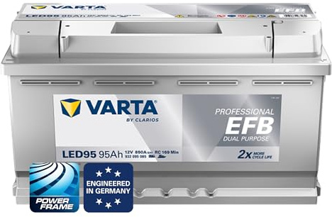 VARTA Professional Dual Purpose EFB (LED95) 12V 95Ah 850A - Nassbatterie für Wohnmobile, wagen & Boote - Resistente Starter- & Versorgerbatterie mittl. Energiebedarf - Bleisäurebatterie wartungsfrei
